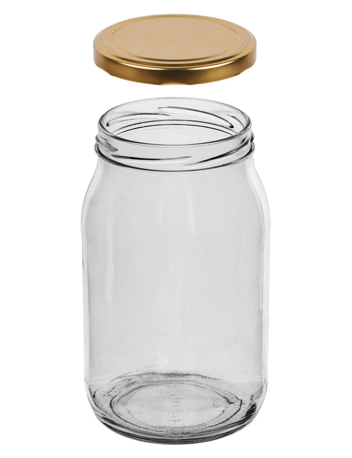 Glass pots 900 ml with twist-off lids (gold) - Sustainable lifestyle